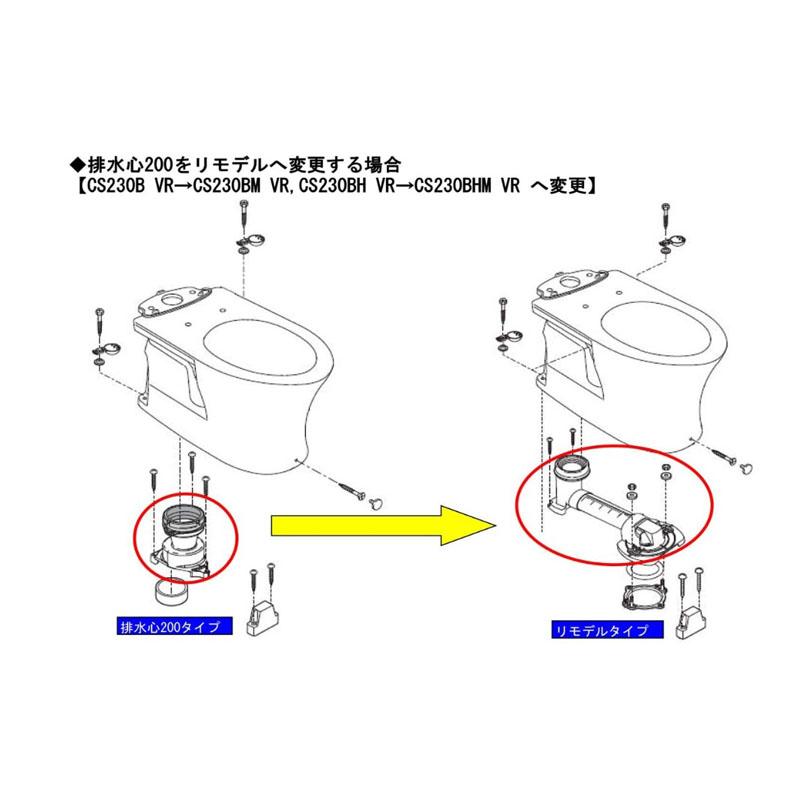 TOTO 【新品】 排水心変更セット 200mmからリモデル 塩ビ管用 KQE