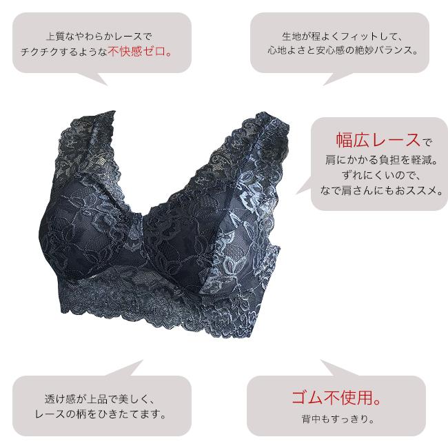 やわらかレースの総レースランジェリー Vネックソフブラ LLサイズ ランジュドアッシュ ブラジャー ノンワイヤー ソフトブラ 楽 大きいサイズ 30代 40代 50代 |  | 14