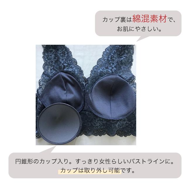 やわらかレースの総レースランジェリー Vネックソフブラ LLサイズ ランジュドアッシュ ブラジャー ノンワイヤー ソフトブラ 楽 大きいサイズ 30代 40代 50代 |  | 13