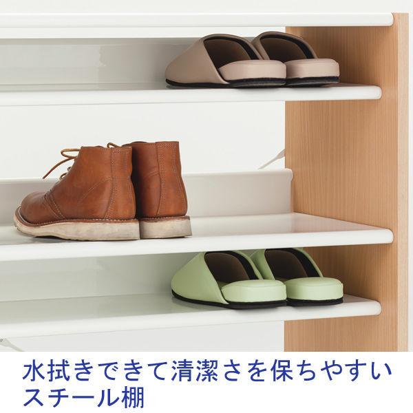 【新品】アスプルンド ハイブリットスリッパ＆シューズラック ナチュラル 幅1000×奥行350×高さ1000mm 1台下駄箱 12人用 各12足収納 ペダリング効率