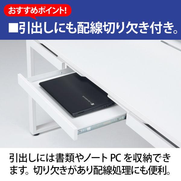 プレノデスクシステム 平机 引出し付き ホワイト 幅1000×奥行600×高さ720mm 【オーク】 1台（4梱包）
