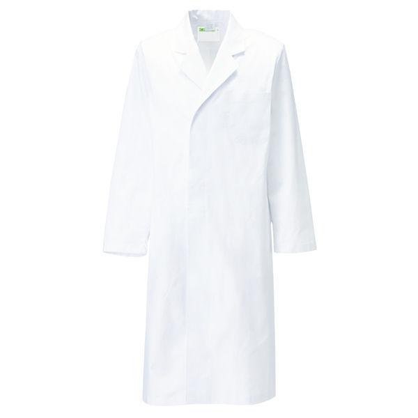KAZEN メンズ診察衣S型長袖（ドクターコート） 医療白衣 ホワイト シングル LL 110-20（直送品）