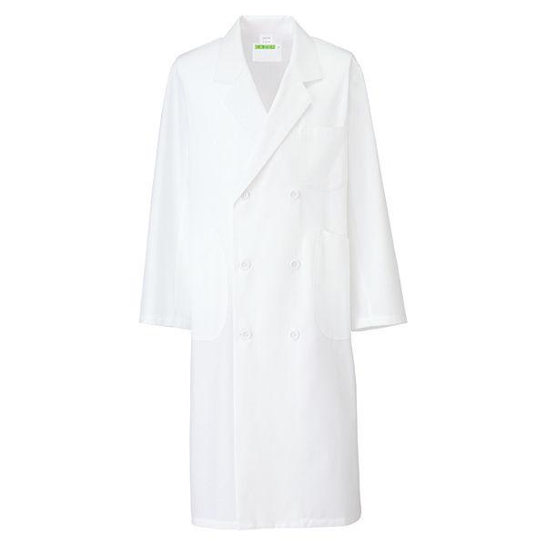 KAZEN メンズ診察衣W型長袖 ドクターコート 医療白衣 オフホワイト 正規品 ダブル 255-90 3L 超美品再入荷品質至上 直送品