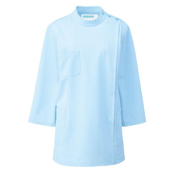 KAZEN レディス医務衣七分袖 （ナースジャケット） 医療白衣 サックスブルー（水色） LL 268-11（直送品）
