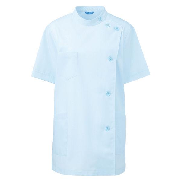 KAZEN レディス医務衣半袖 （ナースジャケット） 医療白衣 サックスブルー（水色） S 360-31（直送品）