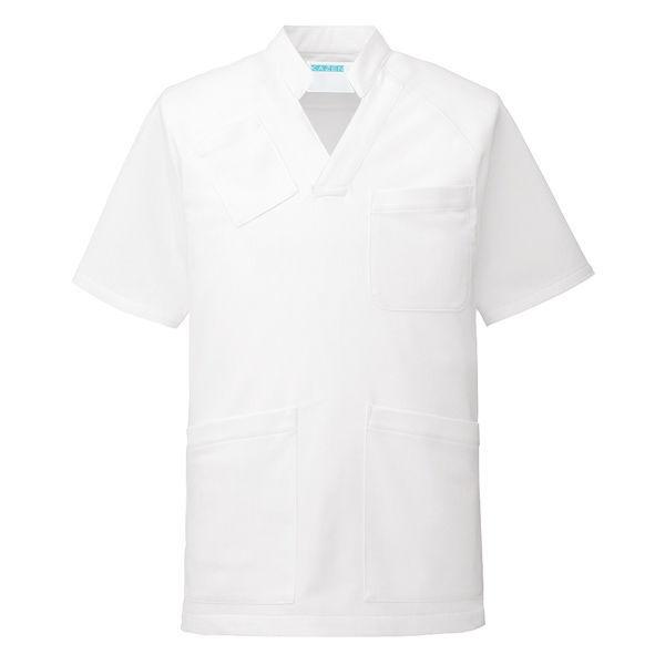 KAZEN 多機能スクラブ 医療白衣 男女兼用 ストアー 半袖 直送品 国内正規品 4L ホワイト 134-10