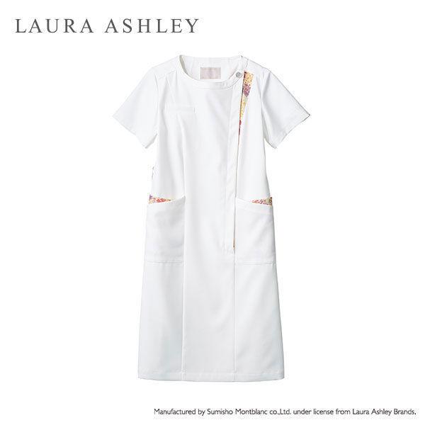 住商モンブラン LAURA ASHLEY（ローラ アシュレイ） ナースワンピース LW411 オフホワイト/アメリピンク M 医療白衣 1枚（直送品）