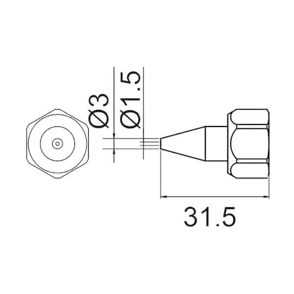 白光 ノズル Nー1.5 袋ナット付 801-N-1.5 1個 828-3945（直送品）