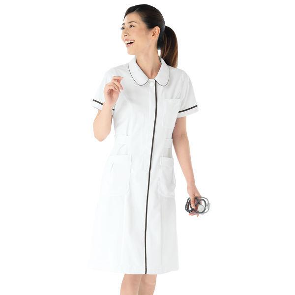 KAZEN ワンピース半袖 ナースワンピース 医療白衣 直送品 販売 M ホワイト×ネイビー 022-28 最大79％オフ