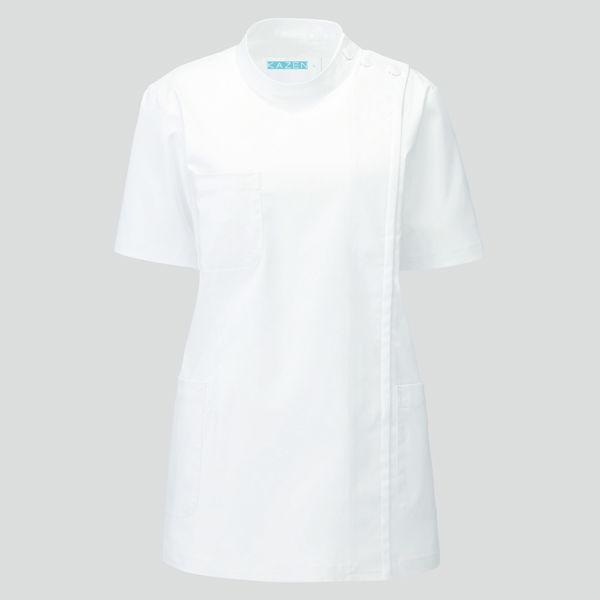 KAZEN レディス医務衣半袖 ナースジャケット 医療白衣 ホワイト REP105-C 10 直送品 SEAL限定商品 日本初の LL