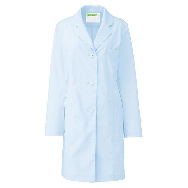 KAZEN レディス診察衣S型 ハーフ丈 ドクターコート 医療白衣 長袖 サックスブルー S 92％以上節約 1 キャンペーンもお見逃しなく シングル 直送品 REP210-C 水色