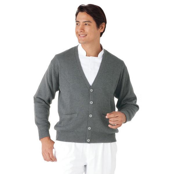 KAZEN メンズカーディガン 長袖 グレー L 203-19（直送品）