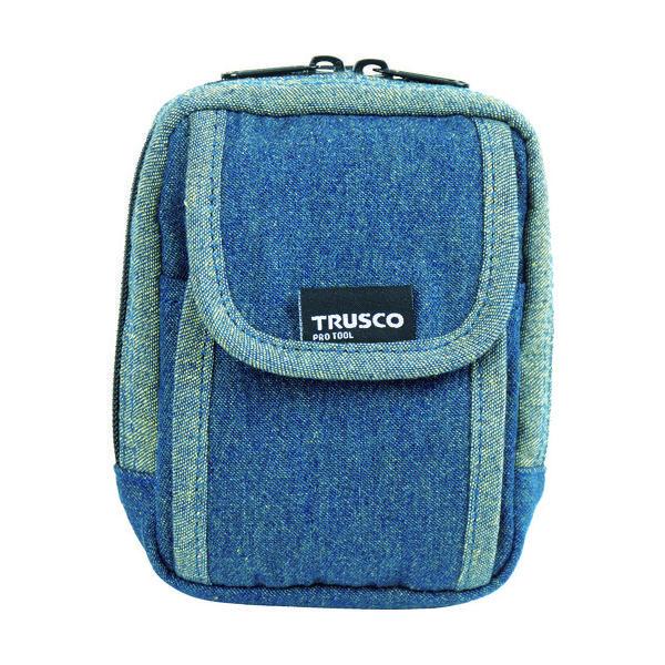 トラスコ中山 TRUSCO 【売切廃番】デニム携帯電話用ケース 2ポケット ブルー TDC-H101 1個 768-9900（直送品）