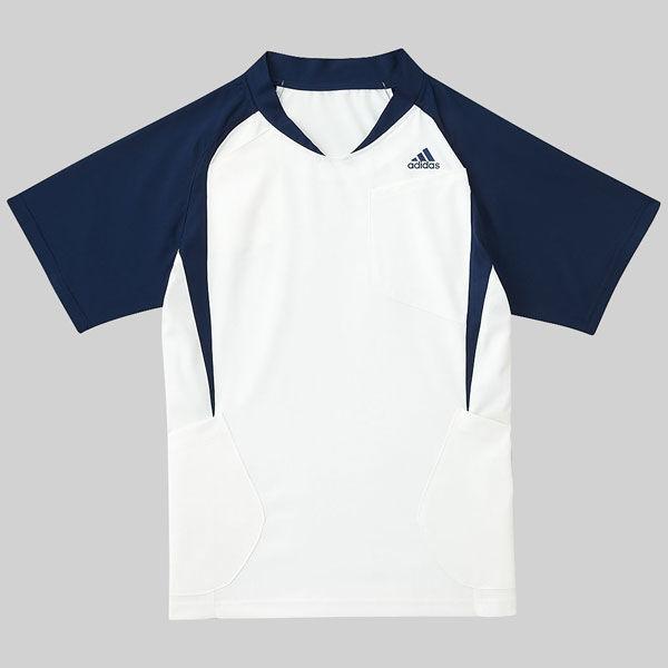 adidas スクラブ ホワイト+ネイビー M SMS122-10 1枚　スクラブ（直送品） 7,446円