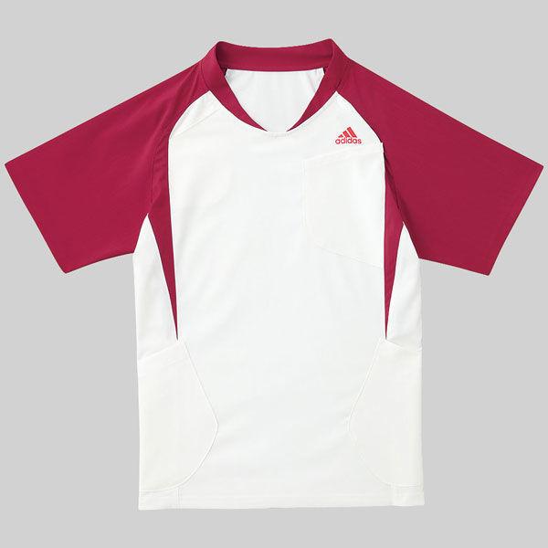 adidas スクラブ ホワイト+バーガンディ 2XO SMS122-15 4L 1枚　スクラブ（直送品）