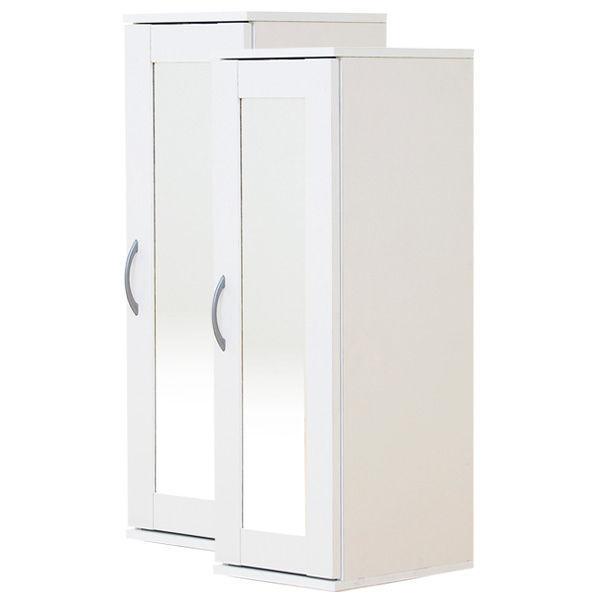 ホームテイスト ミラー付きコンパクトシューズラック（2個セット）【-Refre-リフレ】 ホワイト 幅290×奥行350×高さ900mm（直送品）