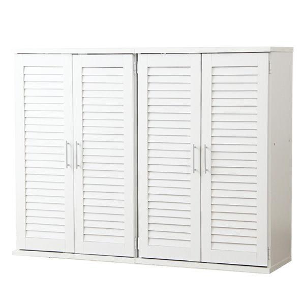 ホームテイスト ルーバー式シューズボックス 幅60cm ホワイト １台分：幅600×奥行345×高さ930mm 1セット(2台入り）（直送品）