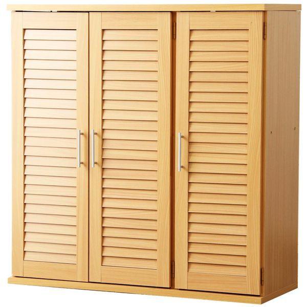 ホームテイスト ルーバー式シューズボックス【幅90cm】 ナチュラル 幅905×奥行345×高さ930mm SLB-9090--NA 1台（直送品）