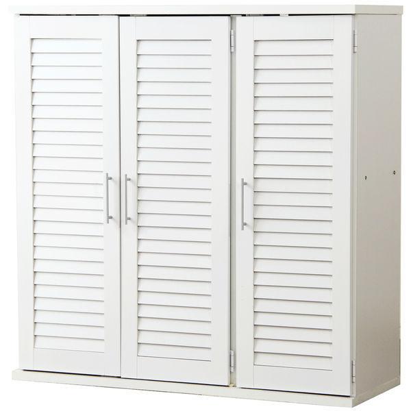 ホームテイスト ルーバー式シューズボックス【幅90cm】 ホワイト 幅905×奥行345×高さ930mm SLB-9090--WH 1台（直送品）