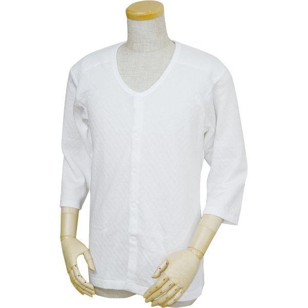 ウエル キルト八分袖前開きシャツ プラスチックホック式 紳士用 白 Ll U0728 介援隊カタログ 優れた品質 W470 介護用衣類 直送品