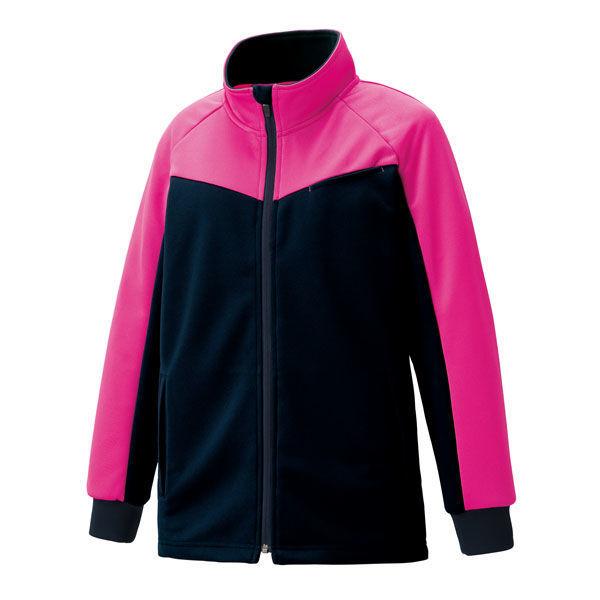 KAZEN ジャージジャケット 介護ユニフォーム 男女兼用 ネイビー×ピンク L ZN244-23（直送品） 7,272円