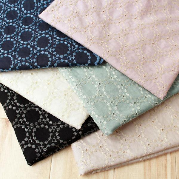 両耳スカラップ刺しゅう生地 巾約100cm×8m切売カット B ソフトピンク TM8802-B TM8802-B-8M（直送品） 【ビスケット】