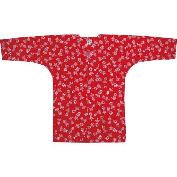 鶴丸 鯉口シャツ まとい柄 赤 中(M)サイズ 2520432004 1着（直送品）