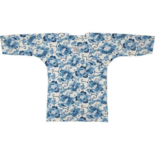 鶴丸 鯉口シャツ 花柄 ブルー 特大(LL)サイズ 2520432054 1着（直送品） 5,618円