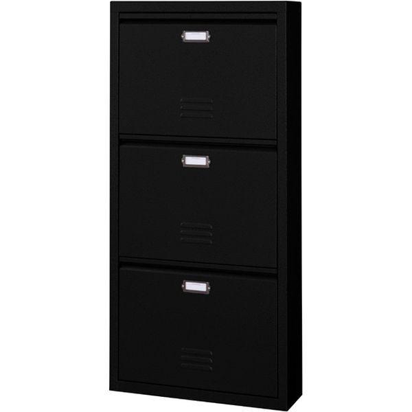 東谷 シューズラック 3段 幅500×奥行150×高さ1060mm ブラック TPN-33BK 1台（直送品）