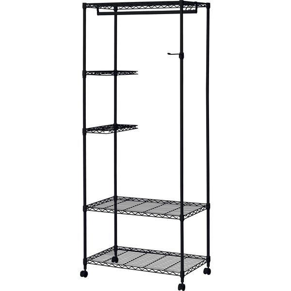 アイリスオーヤマ カラーメタルラック ワードローブ ラックタイプ 幅750×奥行450×高さ1820mm ブラック CMWR-75183 1台（直送品）