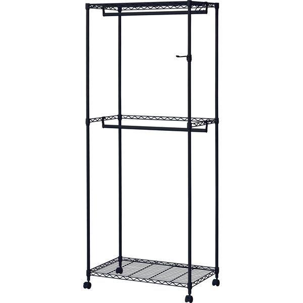 【在庫セール】アイリスオーヤマ カラーラック メタルラック ワードローブ ブラッ スチールラック 幅75cm カラーメタルラック ワードローブ CMW-75183