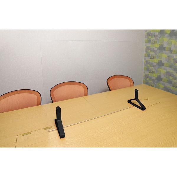 ワーズウィズ レッサースタンド 飛沫防止 パネル L 穴無し クリア×ブラック WW-037 1枚（直送品）