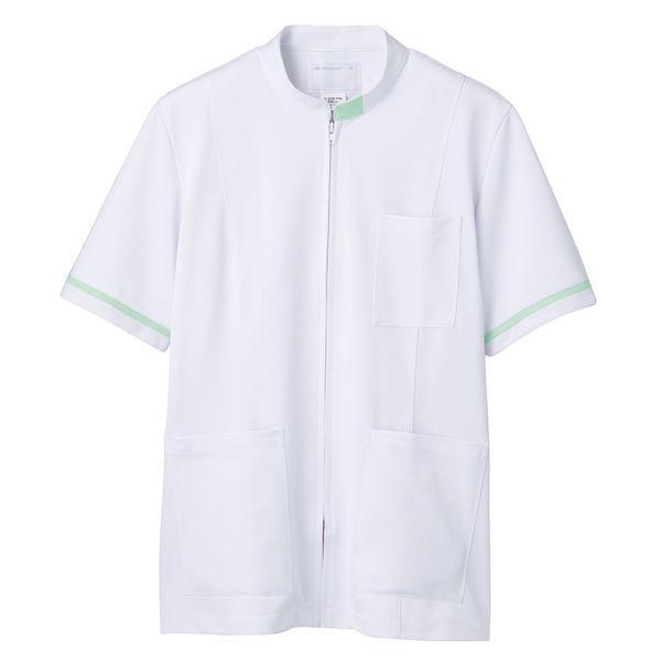 住商モンブラン ジャケット（メンズ・半袖） 医務衣 医療白衣 白/ミント L 72-850（直送品）