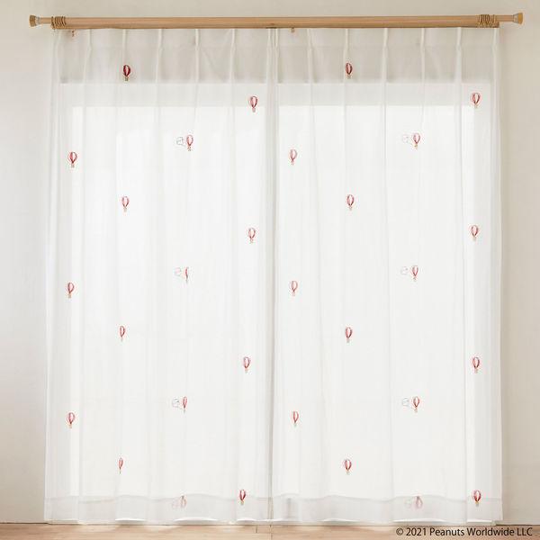 スミノエ PEANUTS セミオーダー レースカーテン バルーントリップ 1400×1440mm レッド 1セット(2枚入)（直送品）