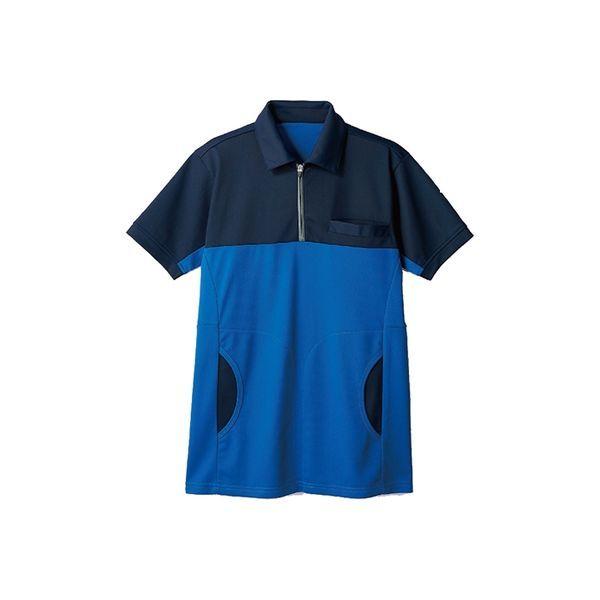 住商モンブラン ポロシャツ 兼用 半袖 ネイビー&times;ブルー72-483_3L（直送品）