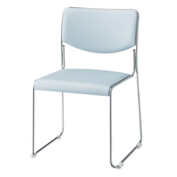 ライオン事務器 スタッキングチェア No.953シリーズ ステンレスパイプ ループ脚 PVCレザー張り グレー 1脚（直送品）