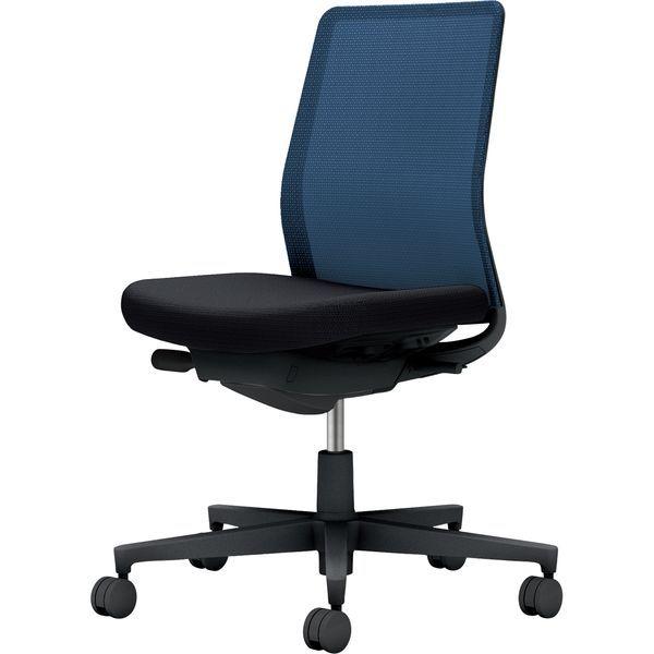 【組立設置込】コクヨ モネット 背メッシュ 肘無 ランバー無 背座ツートン ウレタンキャスター ネイビー×ブラック 1脚（直送品）