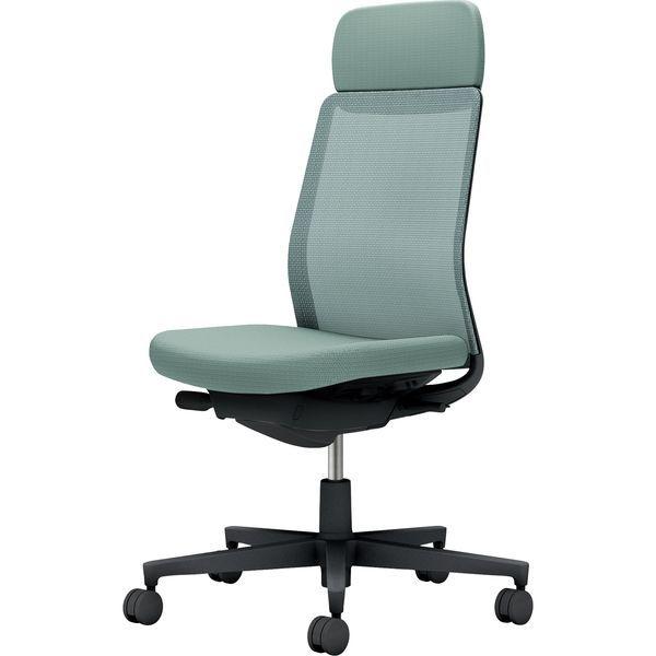 【組立設置込】コクヨ モネット 背メッシュ ショルダーサポート 肘無 ランバー無 背座同色 ウレタンキャスター ブラック×Aターコイズ 1脚（直送品）