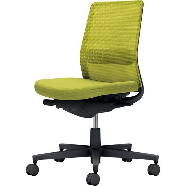 【組立設置込】コクヨ モネット 背メッシュ 肘無 ランバー付 背座同色 ナイロンキャスター ブラック×ライトオリーブ 1脚（直送品）