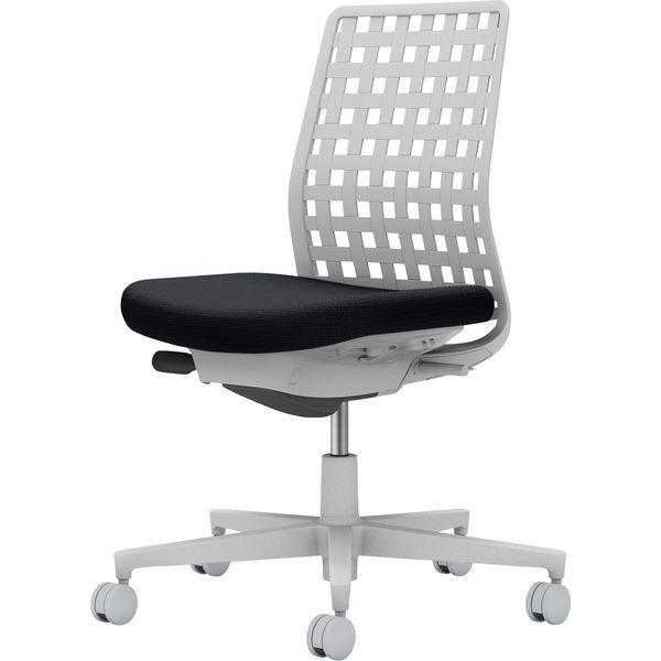 【組立設置込】コクヨ モネット 背樹脂 肘無 ランバー無 背座ツートン ウレタンキャスター ライトグレー×ブラック 1脚（直送品）