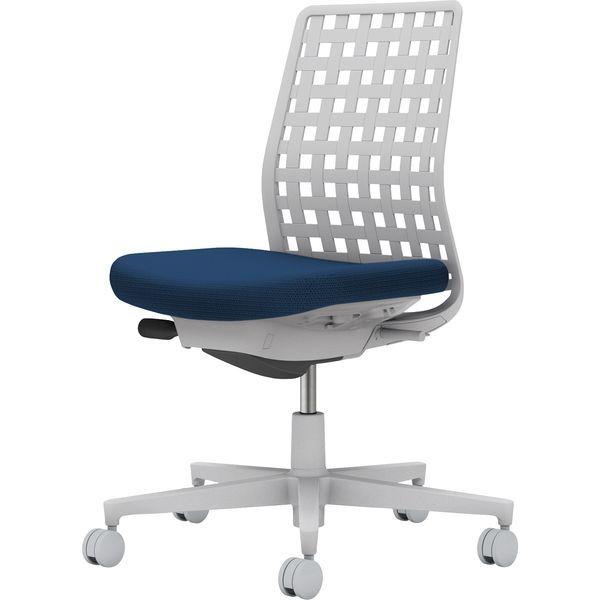 【組立設置込】コクヨ モネット 背樹脂 肘無 ランバー無 背座ツートン ウレタンキャスター ライトグレー×ネイビー×ライトグレー 1脚（直送品）