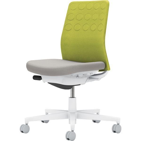【組立設置込】コクヨ モネット クッション 肘無 ランバー無 背座ツートン ウレタンキャスター Wグレー×ライトグレー×ライトオリーブ 1脚（直送品）