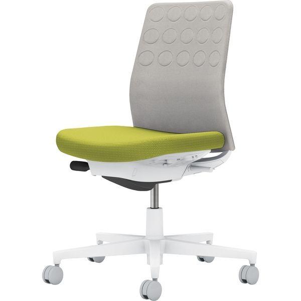 【組立設置込】コクヨ モネット クッション 肘無 ランバー無 背座ツートン ウレタンキャスター Wグレー×ライトオリーブ×ライトグレー 1脚（直送品）