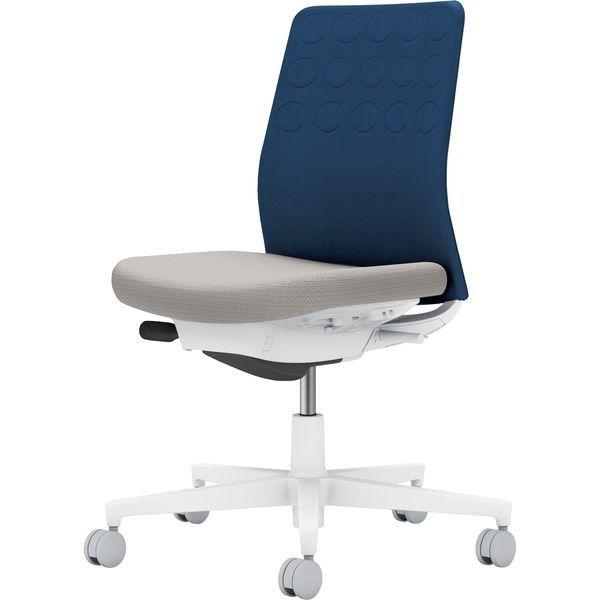 【組立設置込】コクヨ モネット クッション 肘無 ランバー無 背座ツートン ウレタンキャスター ホワイトグレー×ライトグレー×ネイビー 1脚（直送品）