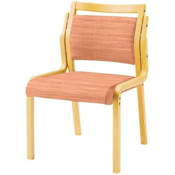 【軒先渡し】オリバー　介護用チェア　肘無・取手付タイプ　オレンジ/ナチュラル　高機能ビニールレザー　1脚（直送品）