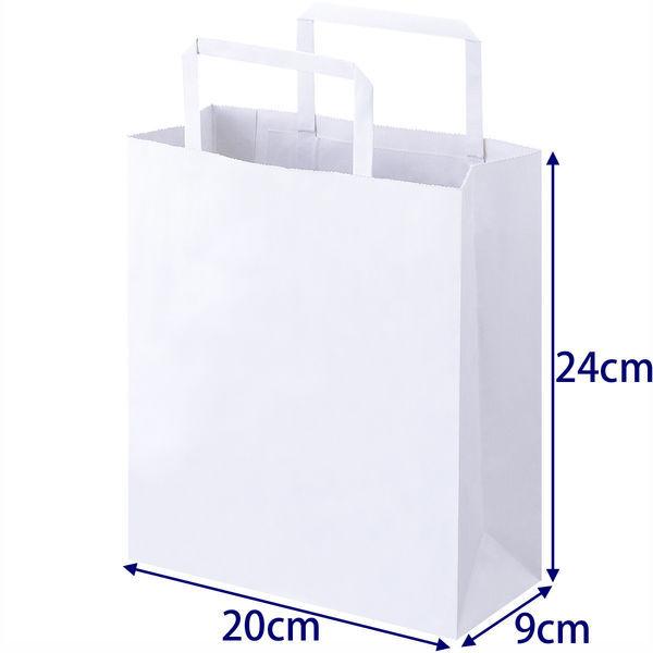 平紐 クラフト紙手提袋ベーシック 200×240×90 白 1セット（900枚：300枚×3箱） オリジナル