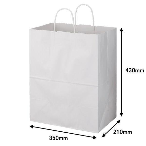 丸紐 クラフト紙手提袋ベーシック 350×430×210 白 1セット（600枚：200枚入×3箱） オリジナル