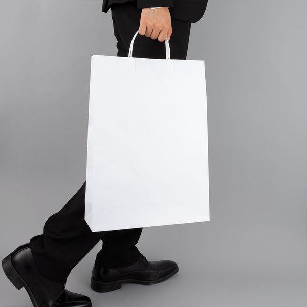 手提げ紙袋（マットフィルム貼り・ハッピータックタイプ）　平紐　白　L　1セット（180枚：90枚入×2箱）　スーパーバッグ オリジナル