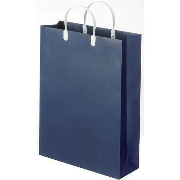 手提げ紙袋（マットフィルム貼り・ハッピータックタイプ）　平紐　紺　L　1セット（30枚：5枚入×6袋）　スーパーバッグ オリジナル