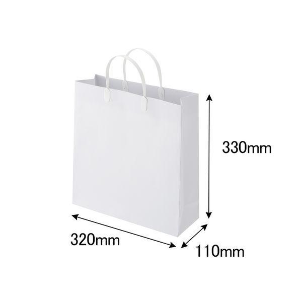 手提げ紙袋（マットフィルム貼り・ハッピータックタイプ）　平紐　白　S　1セット（30枚：5枚入×6袋）　スーパーバッグ オリジナル